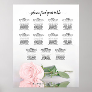 Romantische Rosa Rose 11 Tabelle Hochzeitsdiagramm Poster