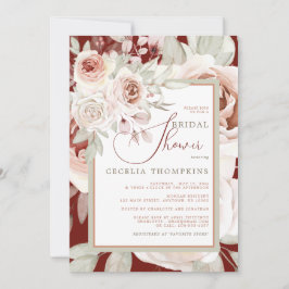 Romantische Rosa Rose auf Burgund BRAUTPARTY Einladung