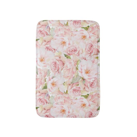 Romantische Rosa Rose Badematte (Vorderseite Vertikal)