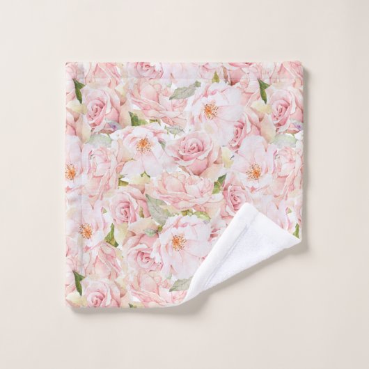 Romantische Rosa Rose Badhandtuch Set (Waschlappen)