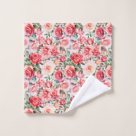 Romantische rosa Rose Badhandtuch Set (Waschlappen)