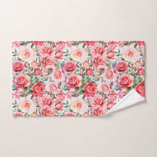 Romantische rosa Rose Badhandtuch Set (Handtuch)