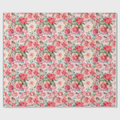 Romantische rosa Rose Geschenkpapier (Flach)