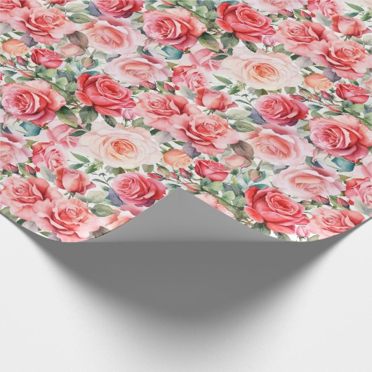 Romantische rosa Rose Geschenkpapier (Ecke)