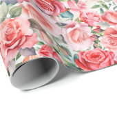 Romantische rosa Rose Geschenkpapier (Rolleneckpunkt)
