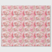 Romantische Rosa Rose Geschenkpapier (Flach)