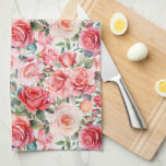 Romantische rosa Rose Geschirrtuch<br><div class="desc">Romantisches Blumendesign mit romantischen rosa Rose und grünem Blattwerk.</div>