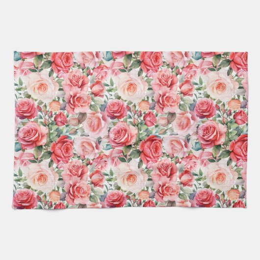 Romantische rosa Rose Geschirrtuch (Horizontal)