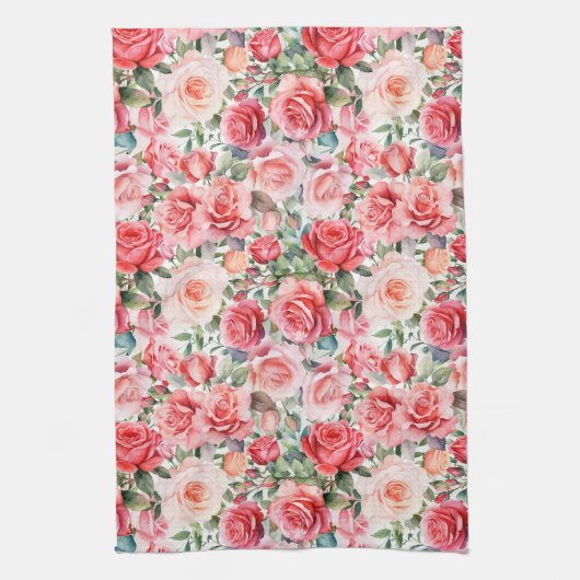 Romantische rosa Rose Geschirrtuch (Vertikal)