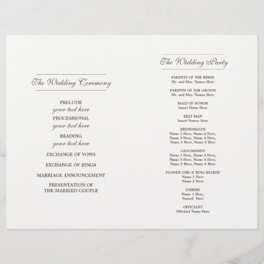 Romantische Rosa Rose | Gold Foil Weddingprogramme (Rückseite)