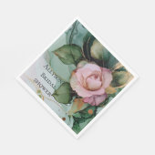 Romantische Rosa-Rose-Goldblumenhochzeit Serviette (Ecke)