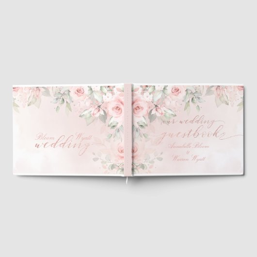 Romantische Rosa Rose im Garten Gästebuch (Voll)