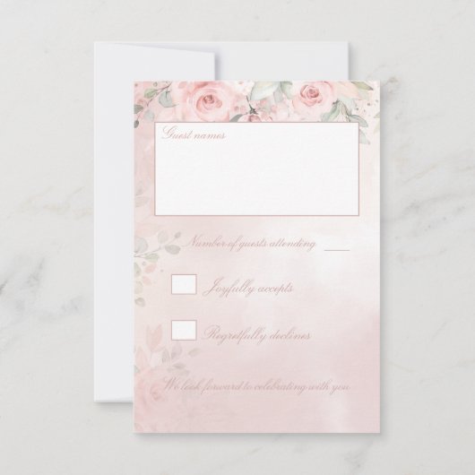 Romantische Rosa Rose im Garten UAWG RSVP Karte (Rückseite)