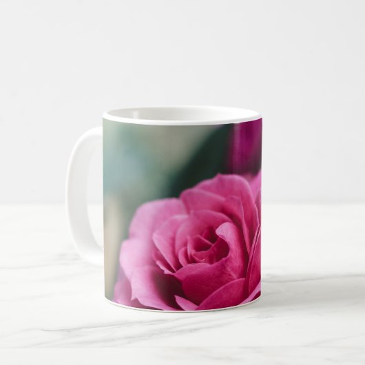 Romantische Rosa Rose Kaffeetasse (Vorderseite Links)