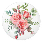 Romantische rosa Rose Keramikknauf (Vorderseite)