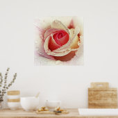 Romantische Rosa Rose mit Raindrops Blume Makro Poster (Küche)