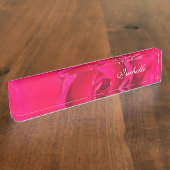 Romantische Rosa Rose Personalisiert V2 Schreibtis Namensplakette (Seite)