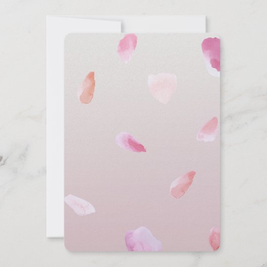 Romantische Rosa Rose Petal Einladung (Rückseite)