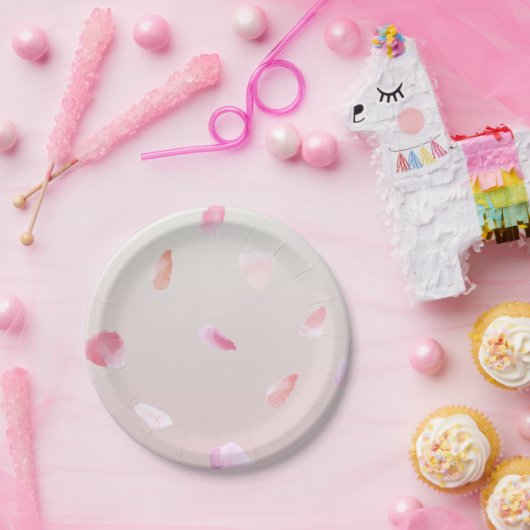 Romantische Rosa Rose Petal Pappteller (Party)