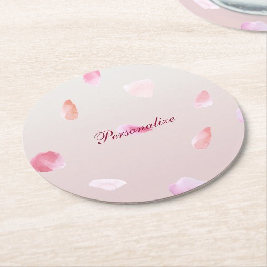 Romantische Rosa Rose Petal Runder Pappuntersetzer (Angewinkelt)