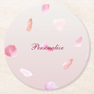 Romantische Rosa Rose Petal Runder Pappuntersetzer