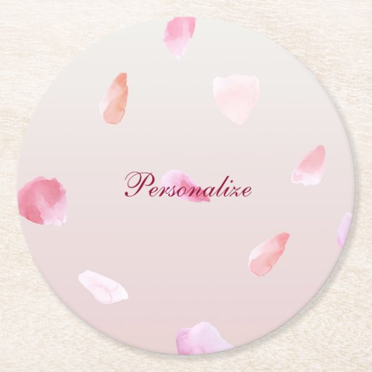 Romantische Rosa Rose Petal Runder Pappuntersetzer (Vorderseite)