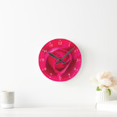 Romantische Rosa Rose v2 Runde Wanduhr (Zuhause)