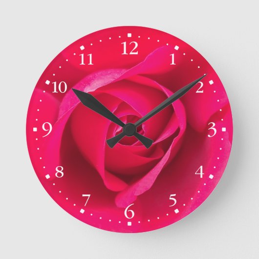 Romantische Rosa Rose v2 Runde Wanduhr (Vorderseite)