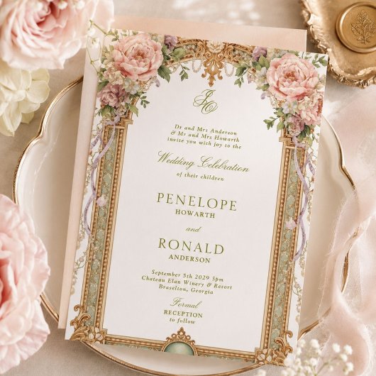 Romantische rosa Roségold-Hochzeit Einladung