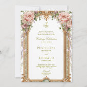 Romantische rosa Roségold-Hochzeit Einladung (Vorderseite)
