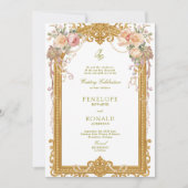 Romantische rosa Roségold-Hochzeit Einladung (Vorderseite)