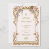 Romantische rosa Roségold-Hochzeit Einladung (Vorderseite)