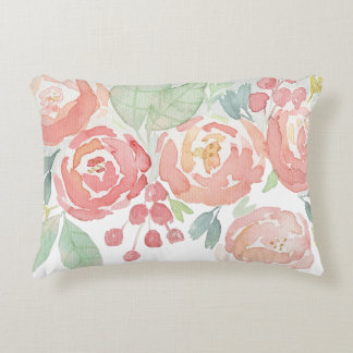 Romantische rosa Rosen Aquarell  Dekokissen
