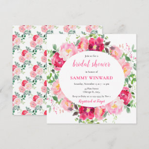 Romantische rosa Rosen Blumen Brautparty Einladung