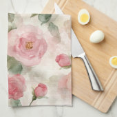Romantische rosa Rosen Blumen  Geschirrtuch (Viertel Falte)