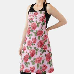 Romantische rosa Rosen Botanisches Muster Maßgesch Schürze