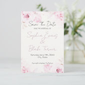 Romantische rosa Rosen Elegant und hübsch Save The Date (Stehend Vorderseite)