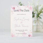 Romantische rosa Rosen Elegant und hübsch Save The Date (Stehend Vorderseite)