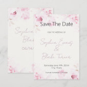 Romantische rosa Rosen Elegant und hübsch Save The Date (Vorne/Hinten)