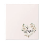 Romantische Rosa Rosen Federn Herz Liebe Notizblock (Vorderseite)