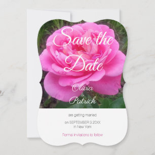 Romantische rosa Rosen-Hochzeit - Termin vormerken Einladung