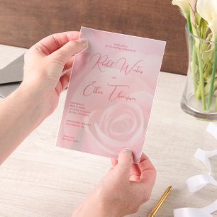 Romantische rosa Rosen-Hochzeitseinladung Pergament Einladungen