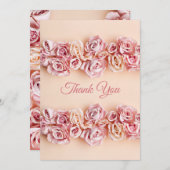 Romantische Rosa Rosen Hochzeitsfeier Dankeskarte (Vorne/Hinten)