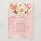 Romantische Rosa Rosen Hochzeitsfeier Einladung (Vorderseite)