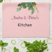 Romantische rosa Rosen personalisiert Geschirrtuch (Gefaltet)