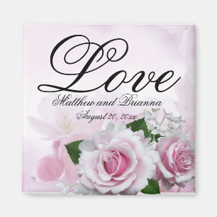 Romantische rosa Rosen-personalisierte Magnet