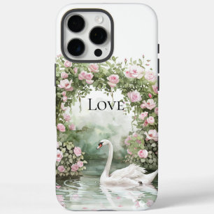 Romantische rosa Rosen Schwanensee Floral iPhone 16 Pro Max Hülle