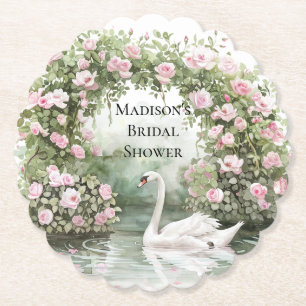 Romantische rosa Rosen Schwanensee Florales Brautb Untersetzer