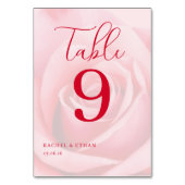 Romantische rosa Rosen-Tischnummer Tischnummer (Rückseite)