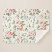 Romantische rosa Rosen Überall Muster mit Namen Sherpadecke (Vorderseite (Horizontal))